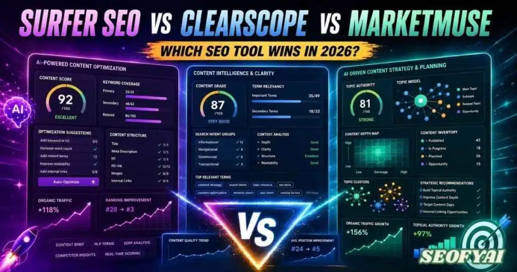Surfer SEO vs Clearscope vs MarketMuse
